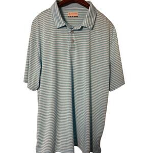 PGA Tour Men's Short Sleeve Golf Polo Shirt Aqua Blue with White Stripes XL